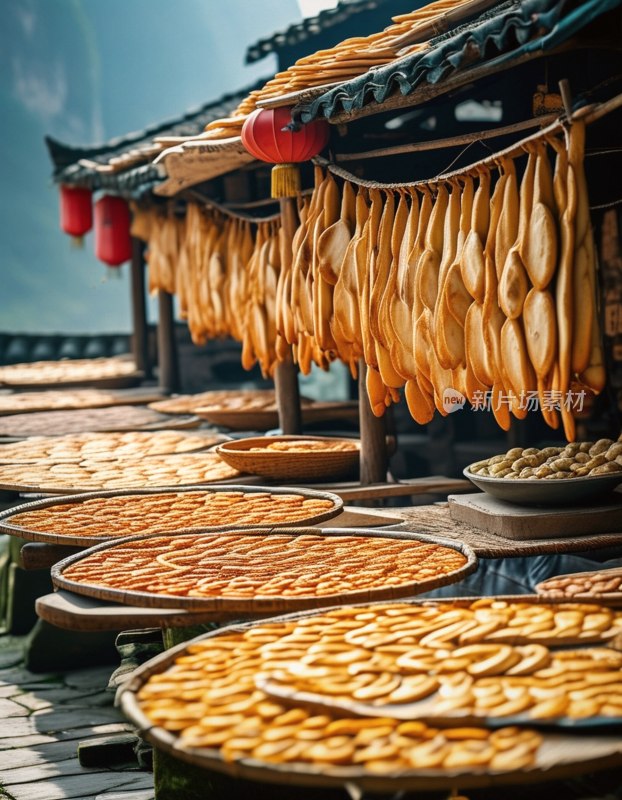 古镇食品晾晒