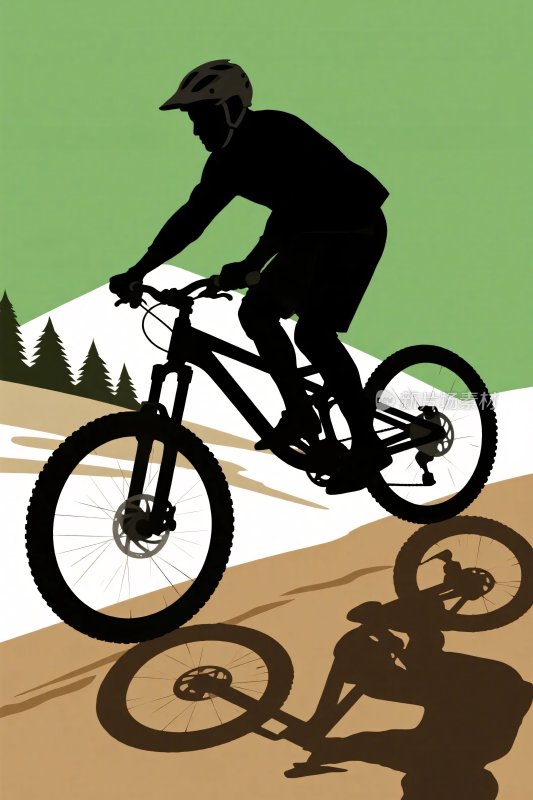 骑行者山地骑行插画