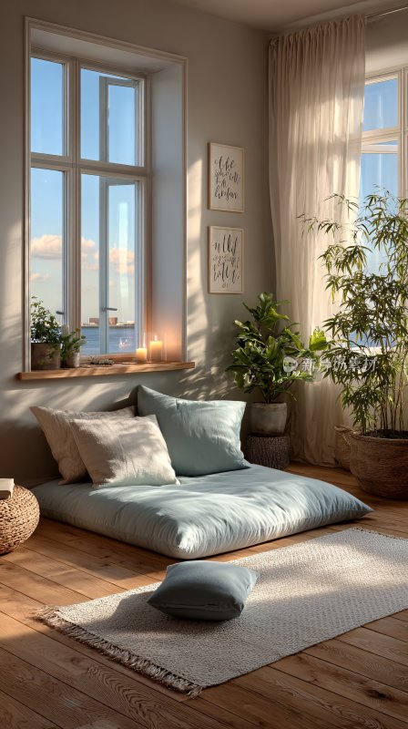 温馨舒适的室内窗边休息角落