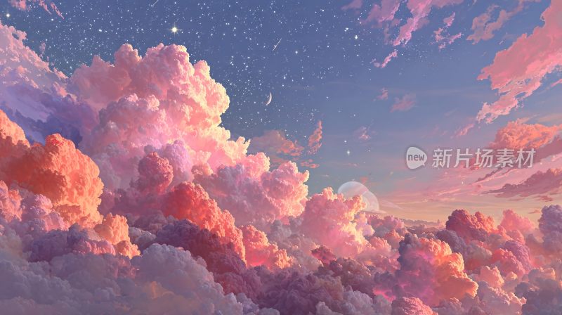 梦幻唯美的云端星空景象