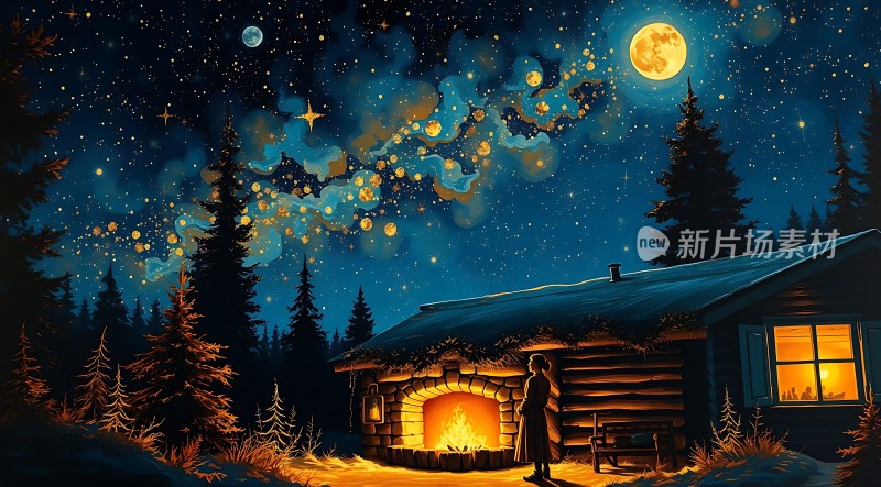 星空下的温馨小屋