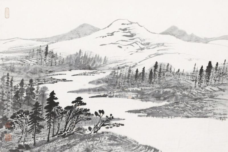 水墨山水国画风景