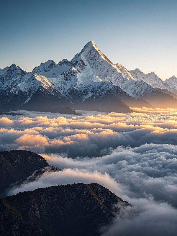 云海雪山天空自然风景