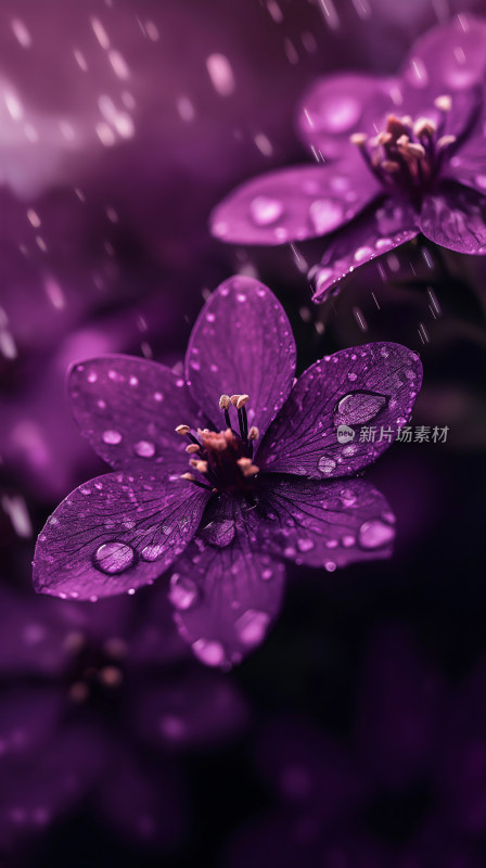 雨中紫花