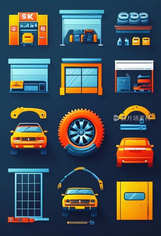 汽车服务图标集