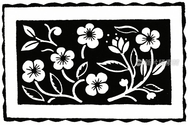 黑白花卉插画