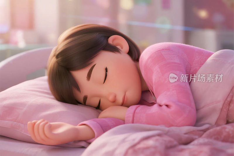 女孩睡觉插画