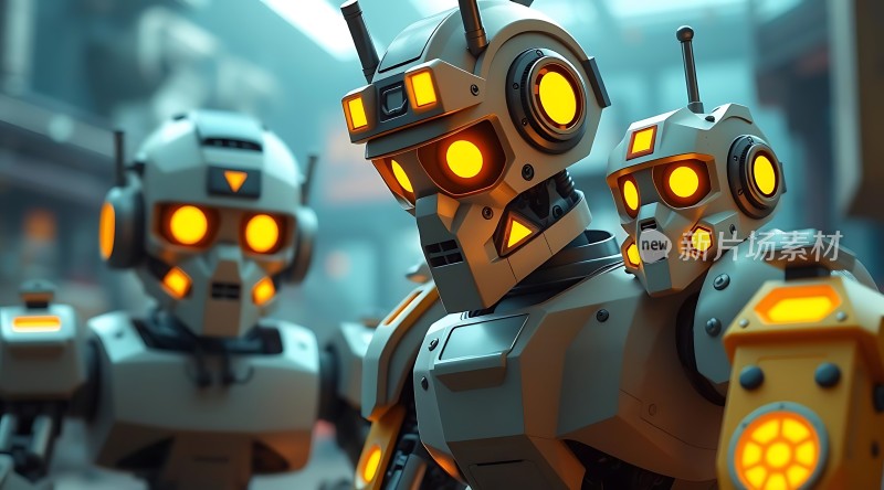 机器人团队协作未来科技感十足