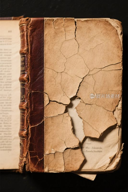 古旧书籍破损特写