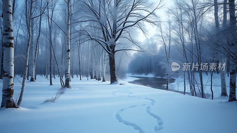 雪地小径上的足迹