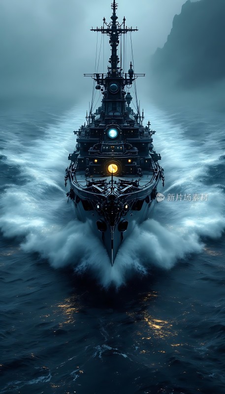 深海巨舰破浪前行