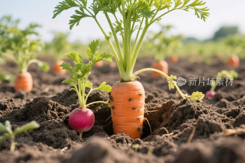 农田中的胡萝卜与萝卜