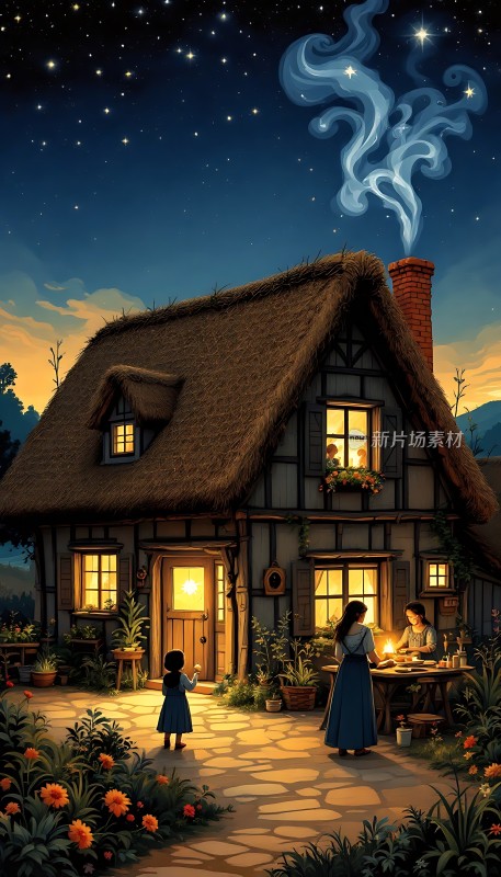 星空下的温馨小屋