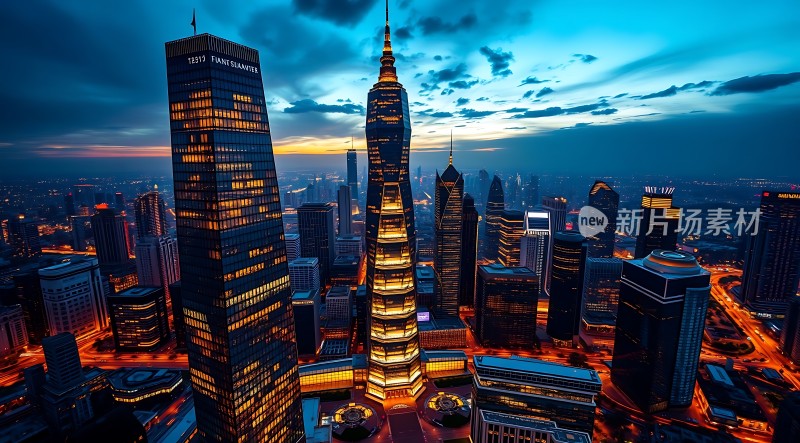 上海夜景璀璨摩天大楼繁华都市风光