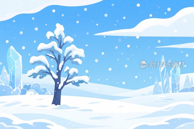 冬日雪景插画