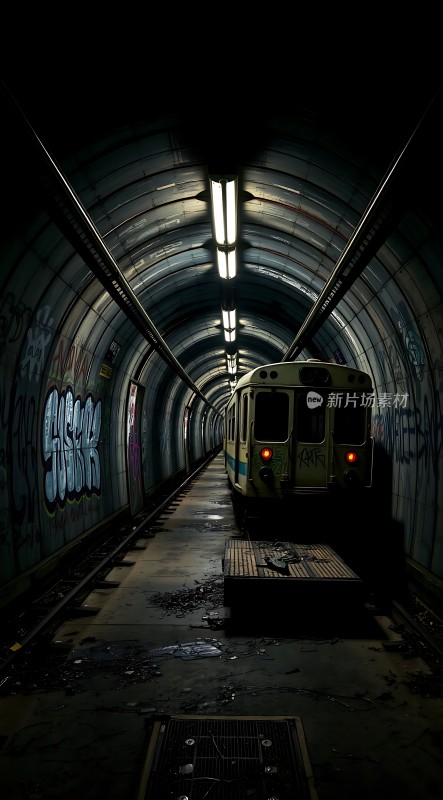 废弃隧道中的孤独列车