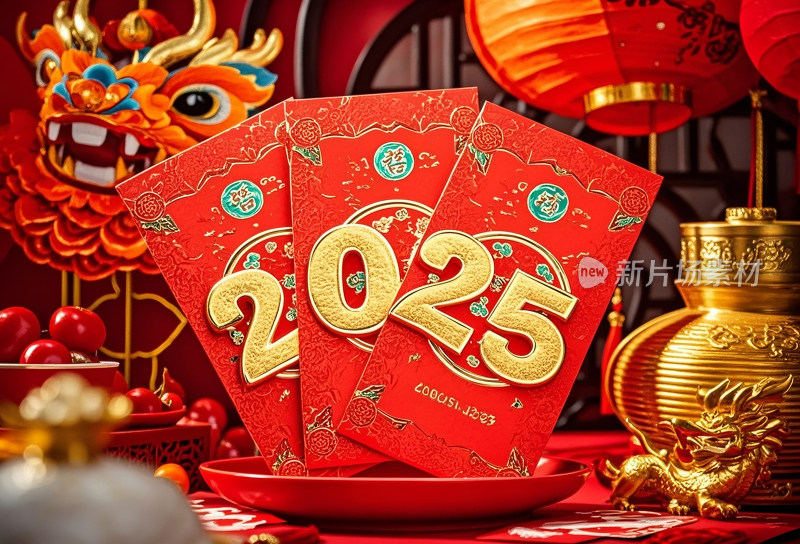 2025新年红包红色背景