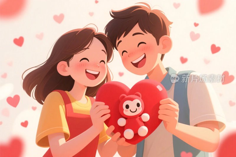 浪漫情侣爱心插画