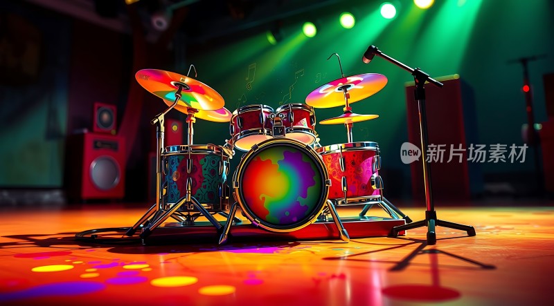 舞台上的彩色架子鼓