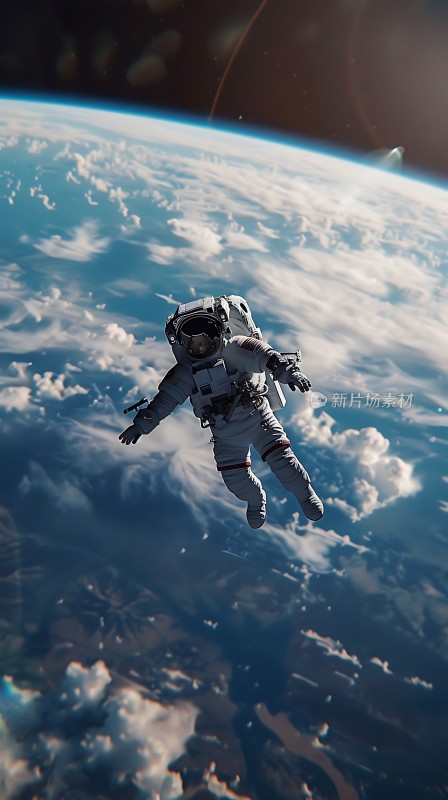 宇航员太空漫步地球背景