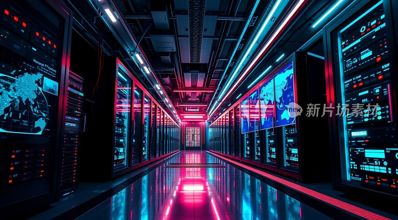 科技感数据中心未来主义服务器机房