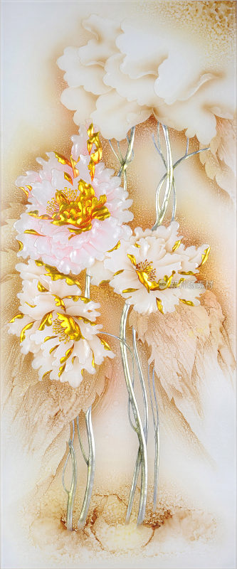 水墨牡丹屏风背景