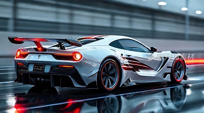 白色赛车疾驰于赛道上