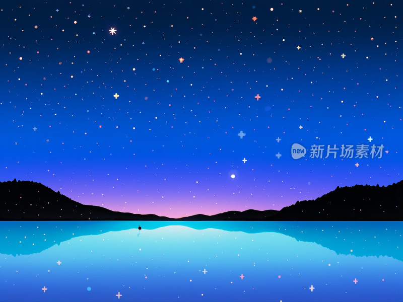 星空下的宁静湖畔