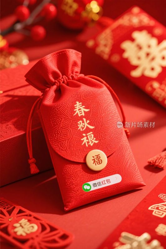 春节喜庆红包袋插画