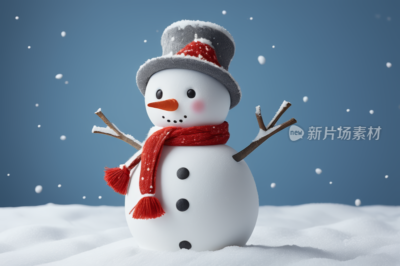 一个雪人站在雪地里高清背景图片