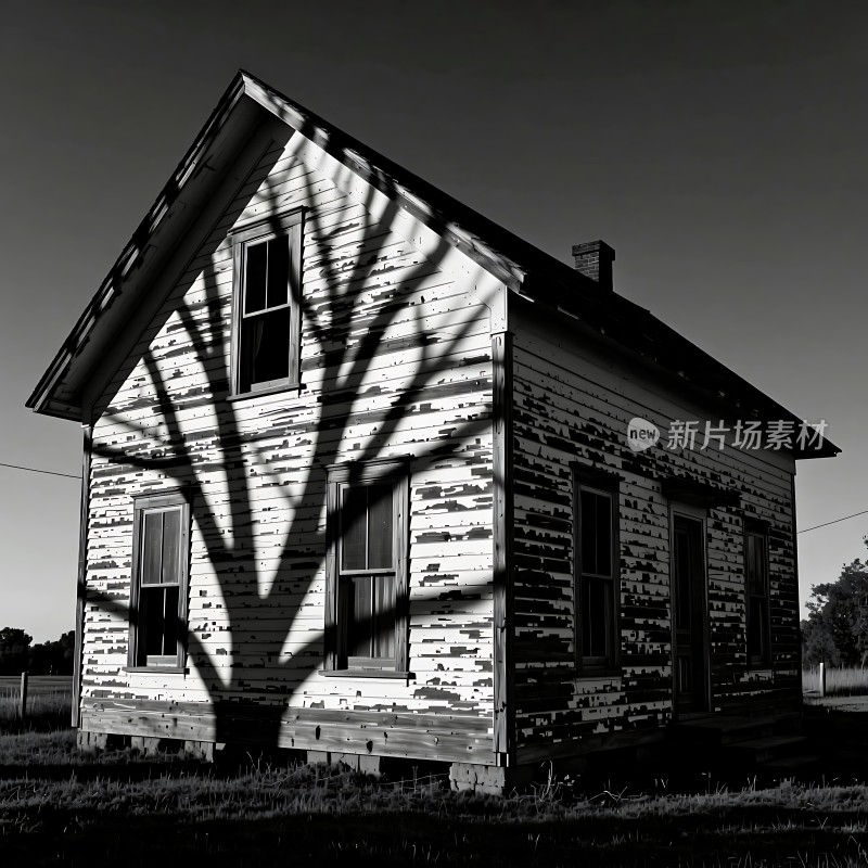 树影斑驳的老木屋