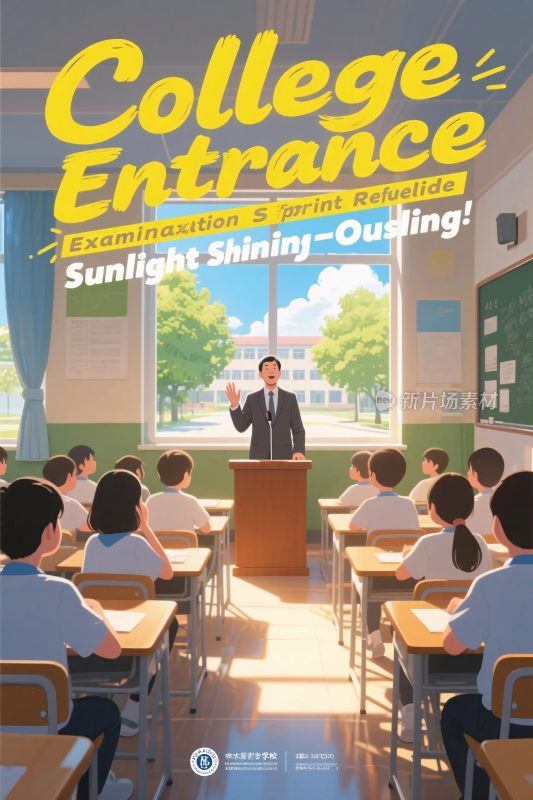 校园课堂考试插画