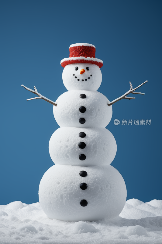 一个雪人站在雪地里高清图片