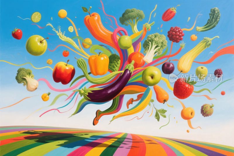多彩果蔬创意插画