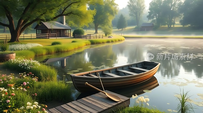 湖畔小屋静谧时光