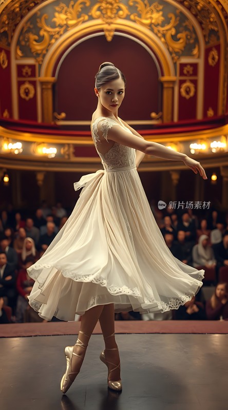 白色芭蕾舞裙优雅旋转