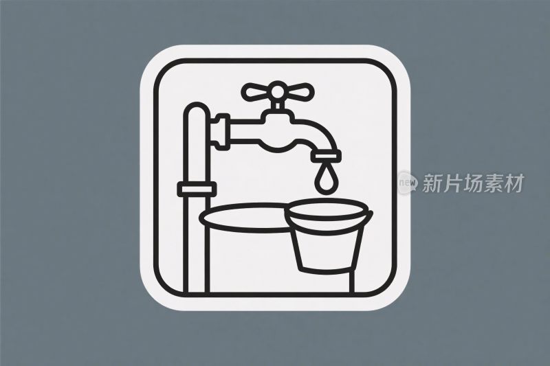 水龙头水桶插画图标