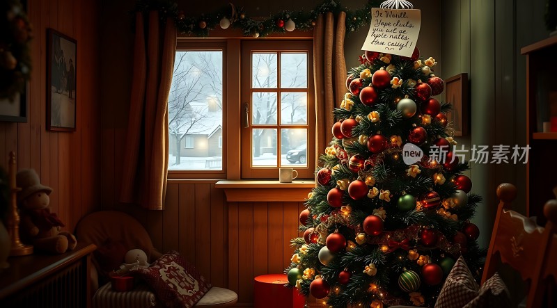 温馨圣诞树下的幸福时光