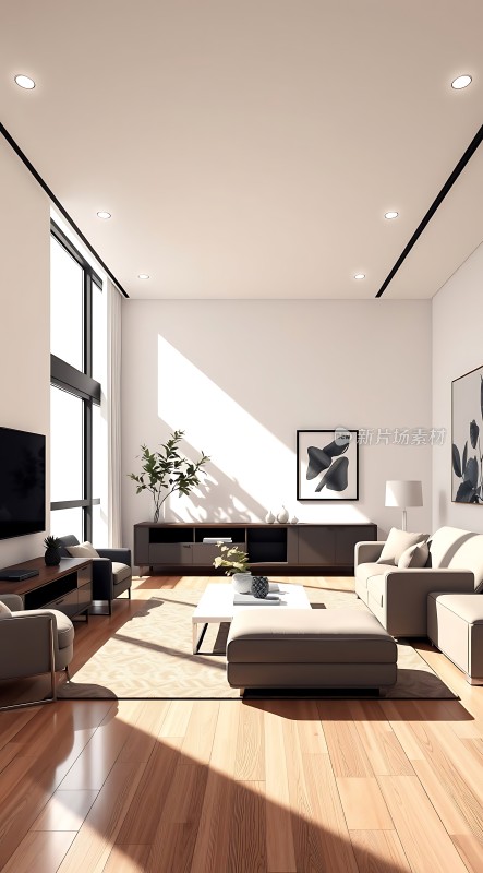 现代简约客厅阳光洒落温馨舒适