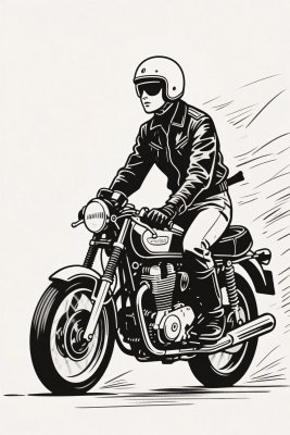 摩托车手插画