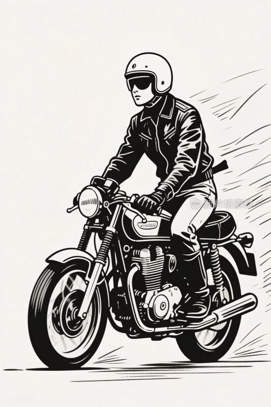 摩托车手插画