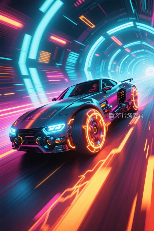未来霓虹赛车隧道