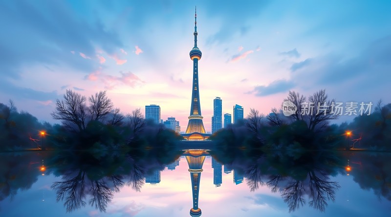 东方明珠湖畔夜色