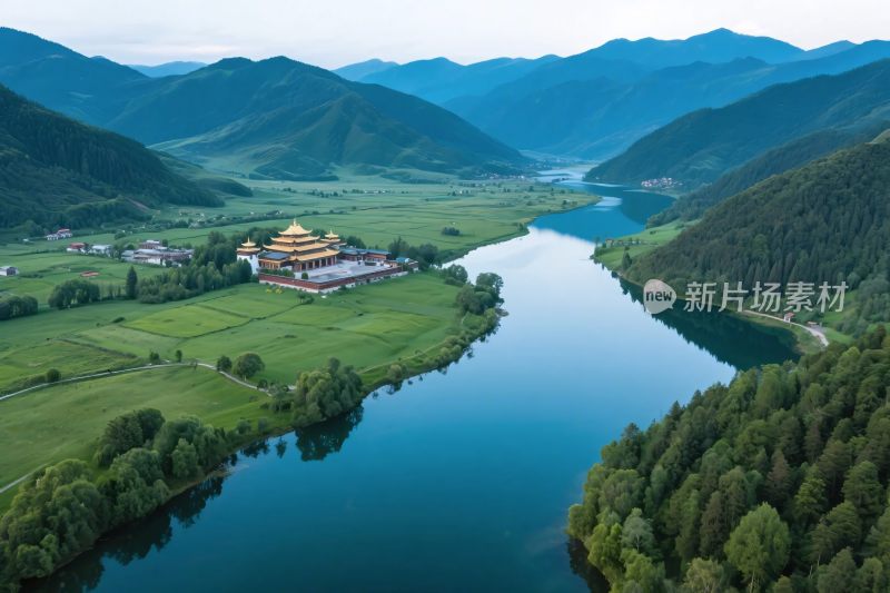 山水古建风光图