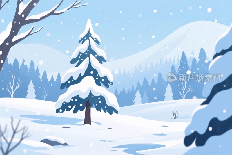 冬季雪景插画