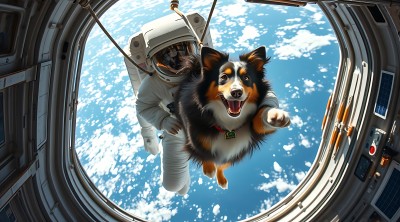 太空遨游的狗狗与宇航员 太空遨游的狗狗与宇航员