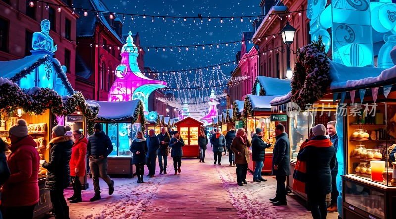 圣诞集市夜市繁华