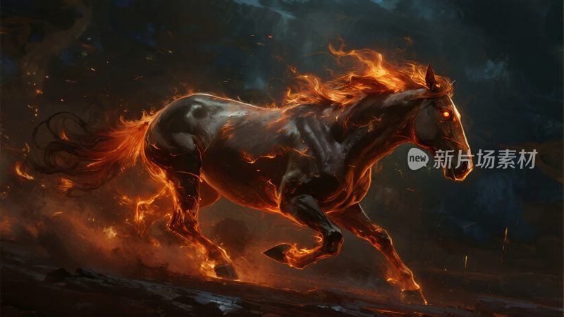 奔跑的火焰骏马插画