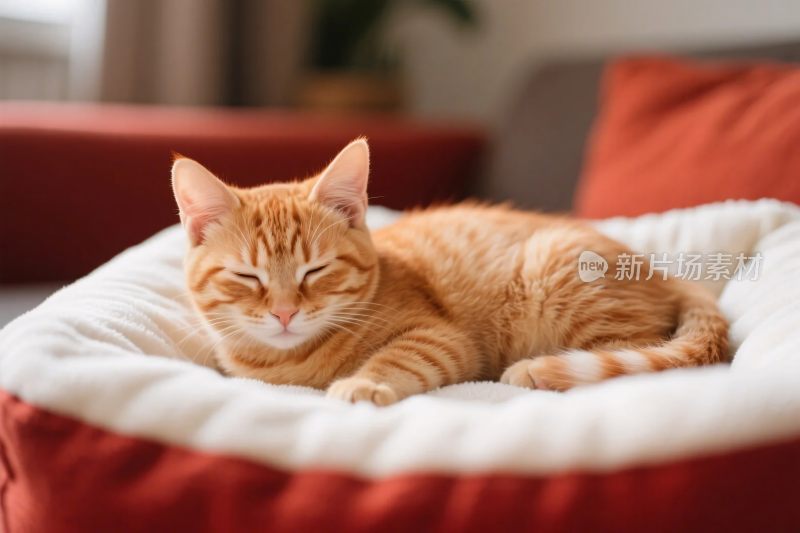 橘猫软床休息图