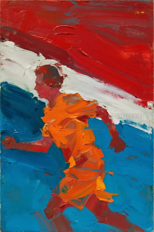 运动主题奔跑人物画